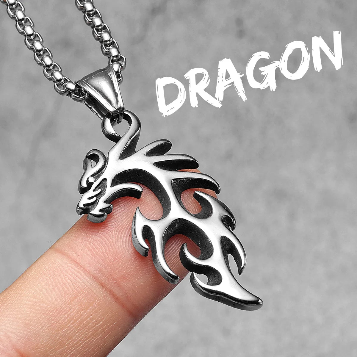 Dragon Pendants 316L Stainless Steel Men Powerful Amulet Necklaces Chain Punk Rock Trendy for Male Friends Jewelry Xmas Gift