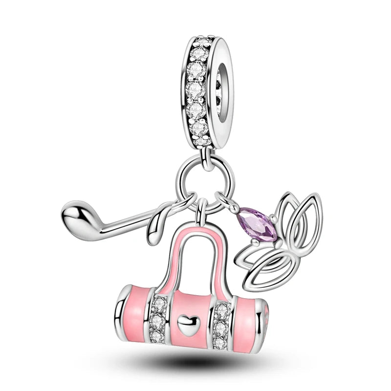 New 925 Sterling Silver Cross Love Clover Castle Elephant Beads Charms Fit Original Pandora Bracelets Women Jewelry DIY Gift