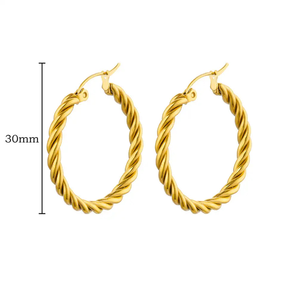 Vintage Round Stainless Steel Hoop Earrings For Women Geometric Earring 2024 Trending Statement Ear Jewelry Christmas Gift BFF