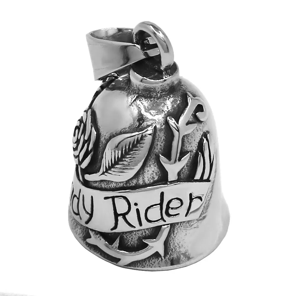 Pendentif Cloche Biker Rose Lady Rider Acier Inoxydable Mode Live To Ride Eagle Cadeau De Noël Pour Femme SWP0689A