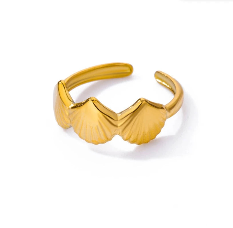 Ocean Starfish Shell Open Rings For Women Men Gold Color Stainless Steel Ring Wedding Couple Engaement Jewelry Summer Beach Gift