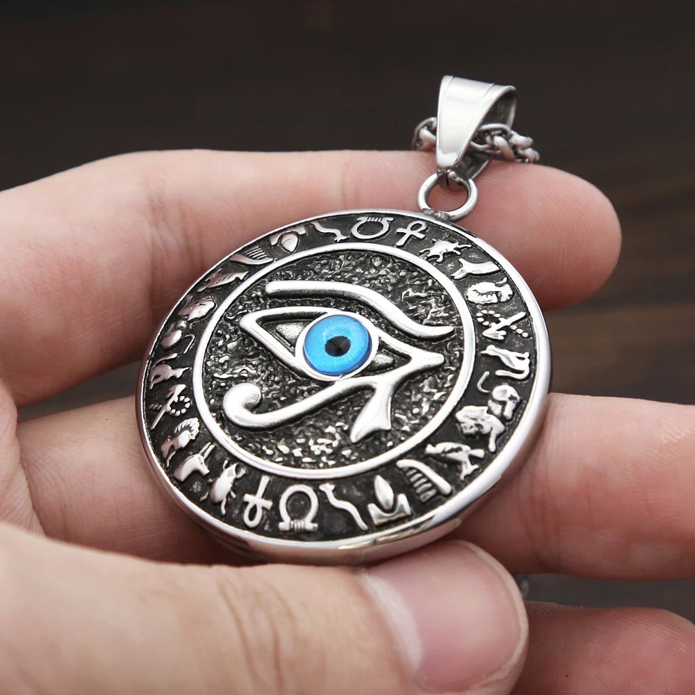 New Vintage Eye of Horus Pendant Necklace For Men Women Stainless Steel Personality Punk Religious Jewelry Gifts Dropshipping