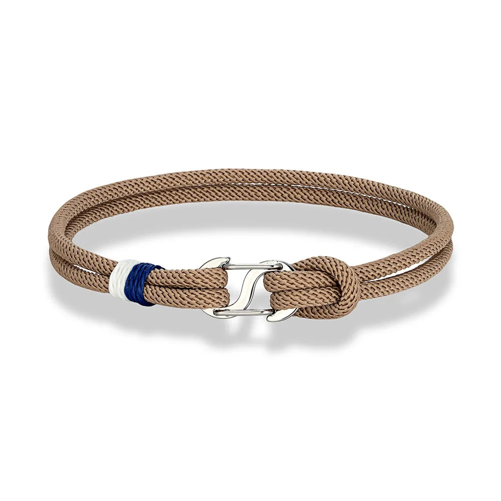 MKENDN Navy Blue Braided Rope Bracelet Stainless Steel Double Push Carabiner Clasp Survival Bracelet for Men Women Couple Gifts