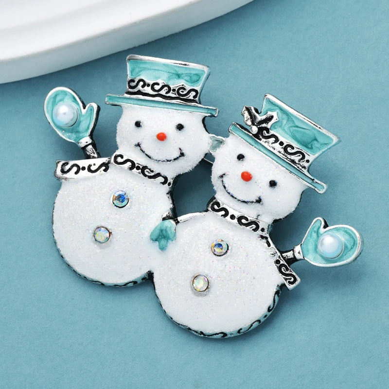 Wuli&amp;baby Broches Joyeux Bonhommes De Neige Pour Femmes Hommes Émail Hiver Noël Broche Broche Cadeaux