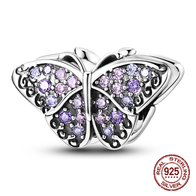 Butterfly Flower Animal Beads Fit Pandora Original bracelet charms Silver 925 Necklace pendientes mujer for Women Jewelry making