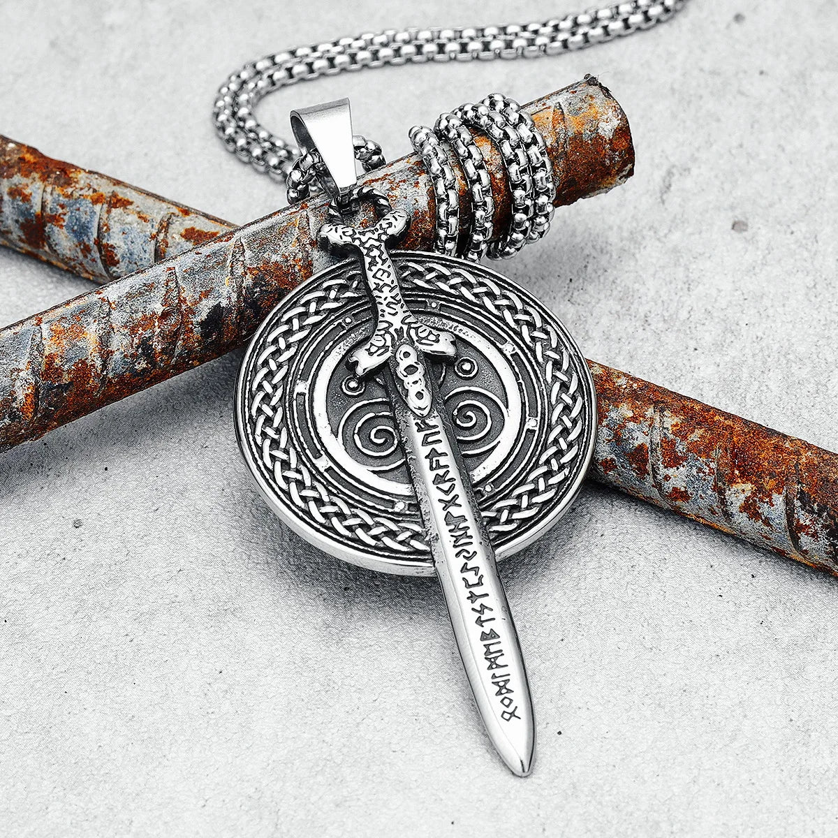 Damokles Sword Men Necklace Stainless Steel Ancient Greece Pendant Chain Rock Punk Rap for Friend Male Jewelry Gift Dropshipping