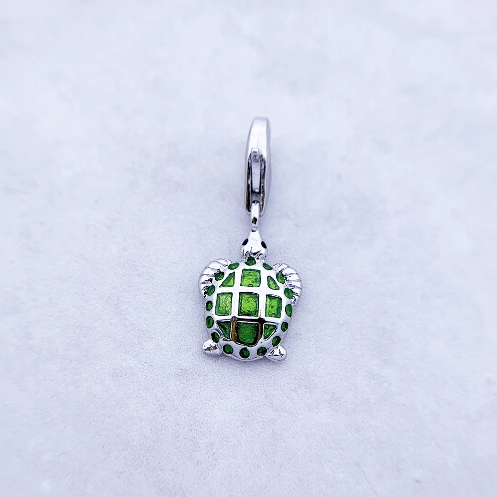 Green Turtle Charm Pendants For Women Men Brand New 925 Sterling Silver Cute Ocean Jewelry