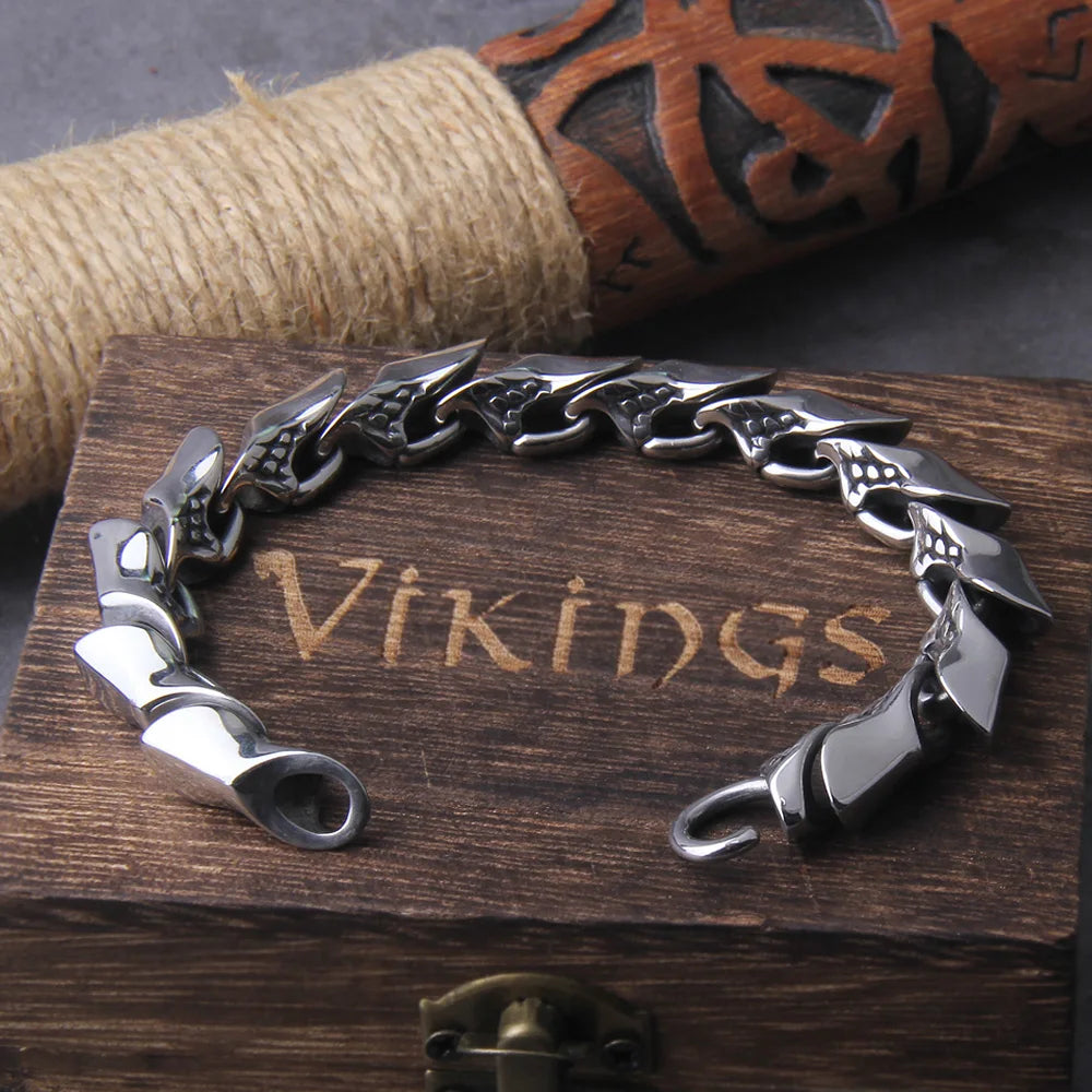 Viking Ouroboros vintage punk bracelet for men stainless steel fashion Jewelry hippop street culture