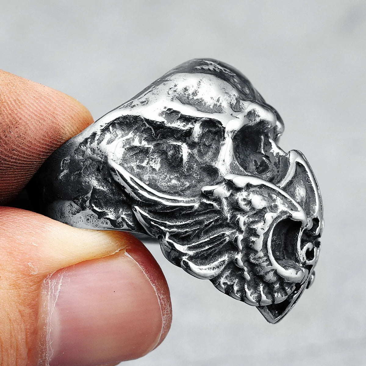 Mask Skull Men Rings 316L Stainless Steel Skeleton Wings Rock Punk Rap HipHop for Biker Rider Male Boyfriend Jewelry Best Gift