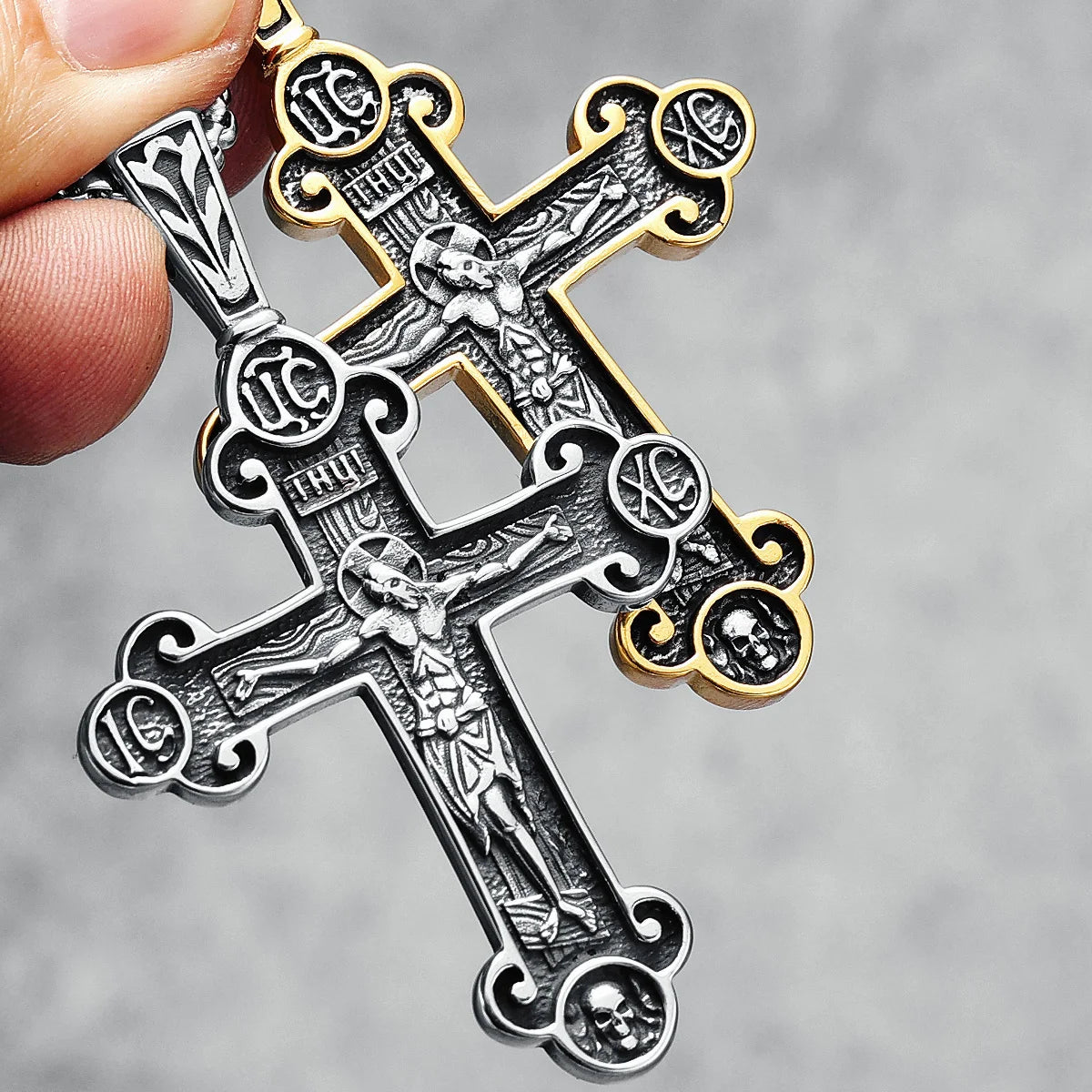 Jesus Cross Necklace 316L Stainless Steel Retro Friday Men Worship Pendant Chain Religion Belief Rock Punk for Male Jewelry Gift