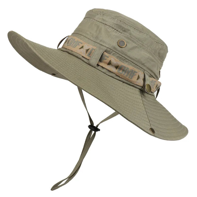 H104 Summer Men Outdoor UV Protection Wide Brim Hiking Hat Mesh Fisherman Hat Beach Sunscreen Cap Summer bucket hats men