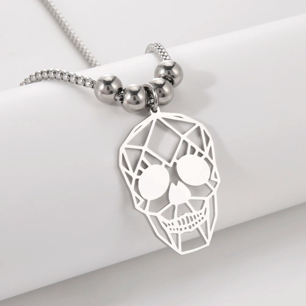 Dreamtimes Vintage Skeleton Pendant Necklaces For Men Women Choker Hollow Mexican Skull Jewelry Halloween Gifts collier femme