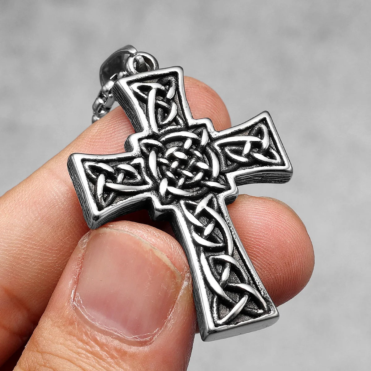 Braided Cross Men Necklace 316L Stainless Steel Gem Eye Pendants Chain Religion Rock Punk Rap for Male Jewelry Gift Dropshipping