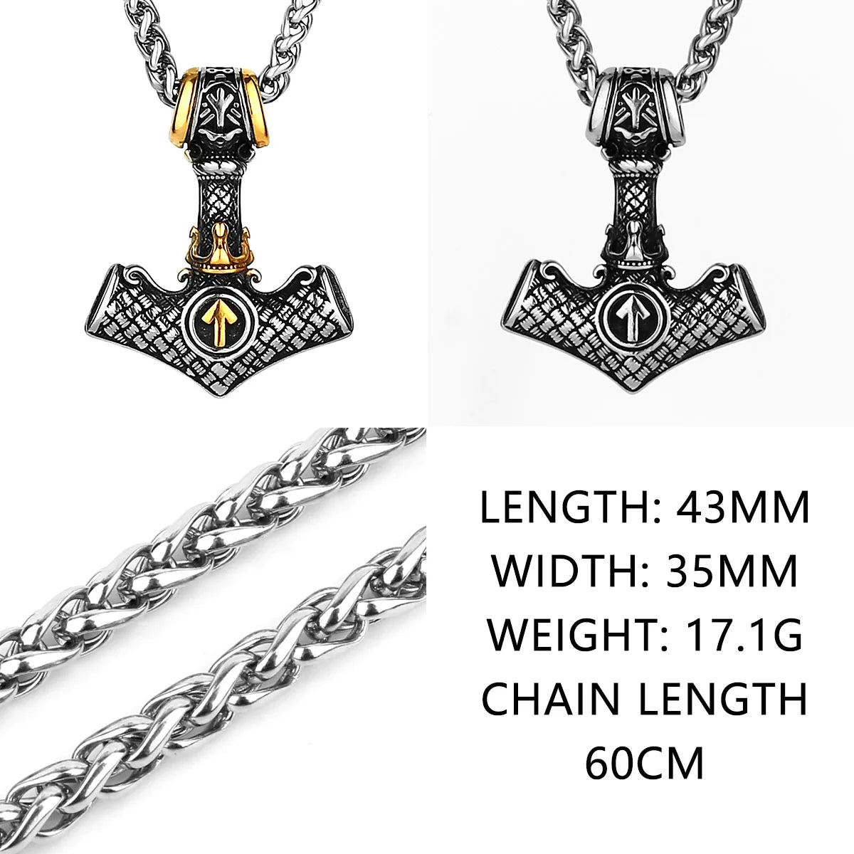 Nordische Mjolnir Valknut Rune Halskette Herren Amulett Anhänger Edelstahl Wikinger Skandinavischer Wien Anhänger Halskette Geschenk