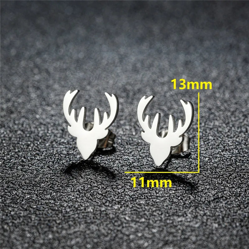 Cartoon Stainless Steel Stud Earrings Gingerbread Man Deer Spider Ghost Earings for Women Christmas Piercing Jewelry 2024