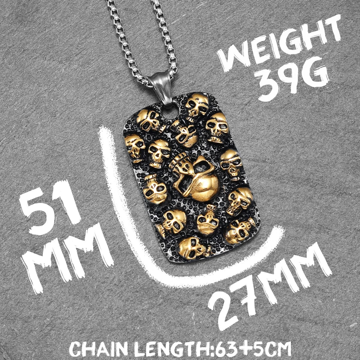 Skulls Pendant Men Hell Skeleton Necklace Military Card Stainless Steel Chain Rock Punk for Biker Male Jewelry Gift Dropshipping