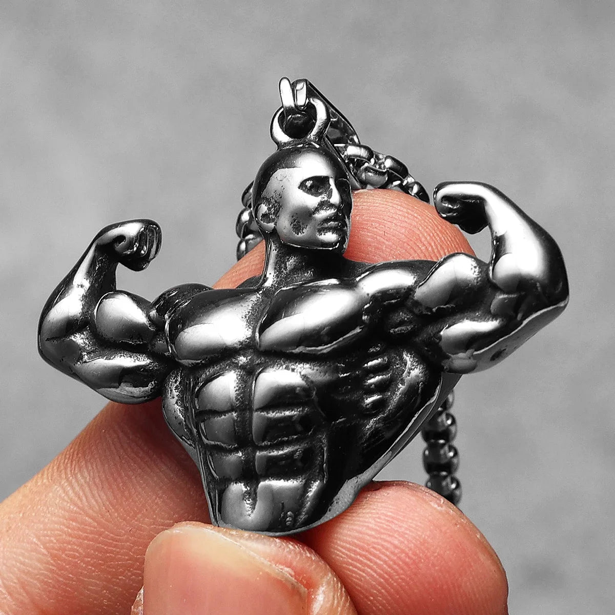 Gym Muscle Power Fitness Men Necklace Stainless Steel Bodybuilding Pendant Chain Women Jewelry Fashion Wholesale Dropshiping