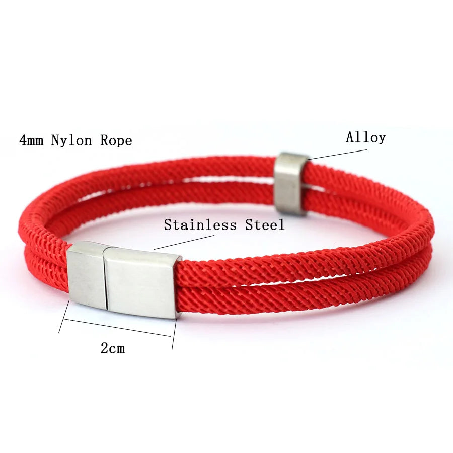 Noter Men Bracelet Double Layer Nylon Rope Braslet Stainless Steel Magent Buckle Wrap Braclet Pulseria Hombre Nautical Brazalete