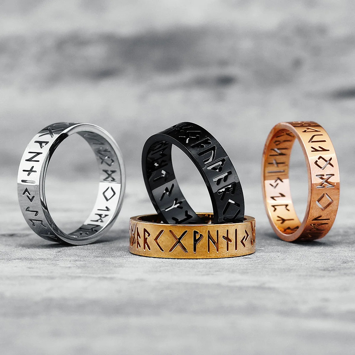 316L Stainless Steel Men Rings Viking Characters Ring Hollow The North Man Punk Rock for Rider Biker Male Boyfriend Jewelry Gift