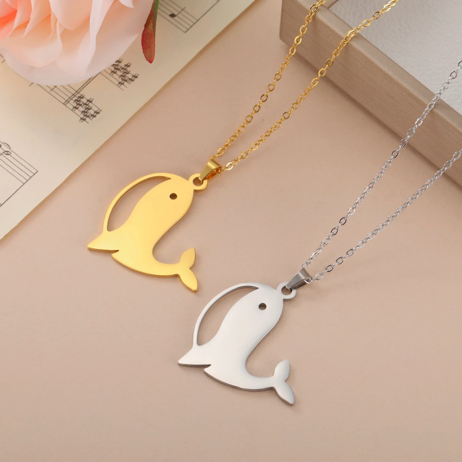 Cazador Big Whale Pendant Women's Stainless Steel Necklace Sea Animal Neck Chain Gift Jewelry Trendy Christmas Gift 2024 New