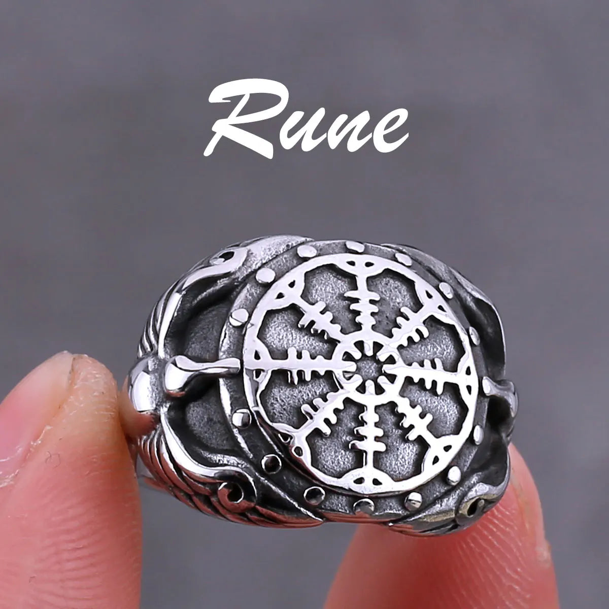 Nordic Viking Stainless Steel Compass Norwegian Rune Ring Viking All Kinds of Men and Women Rune Wolf Ring Jewelry Wholesale