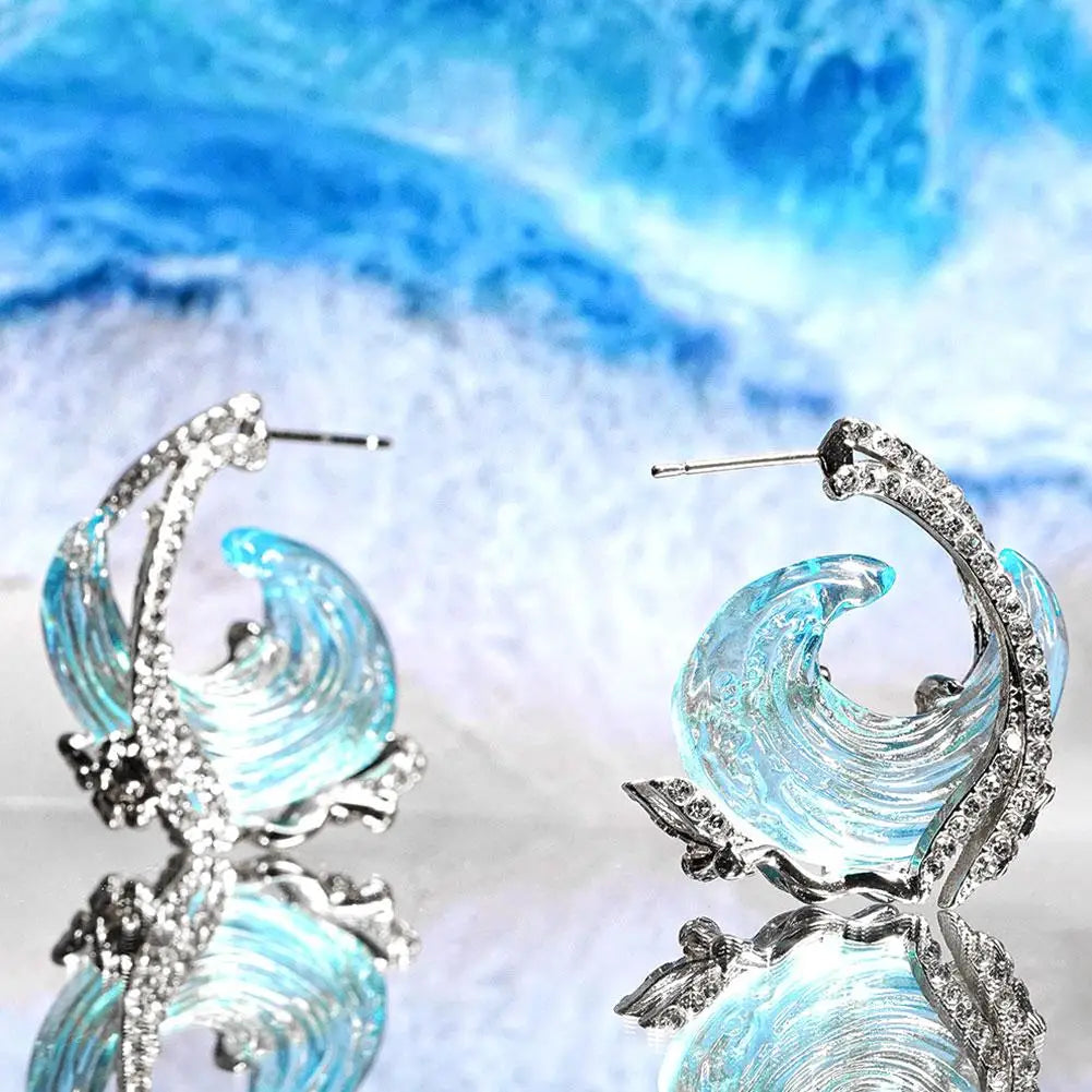 Sky Blue Wave Decoration Ocean Vows Necklace Nature Exquisite Earrings Jewelry Set