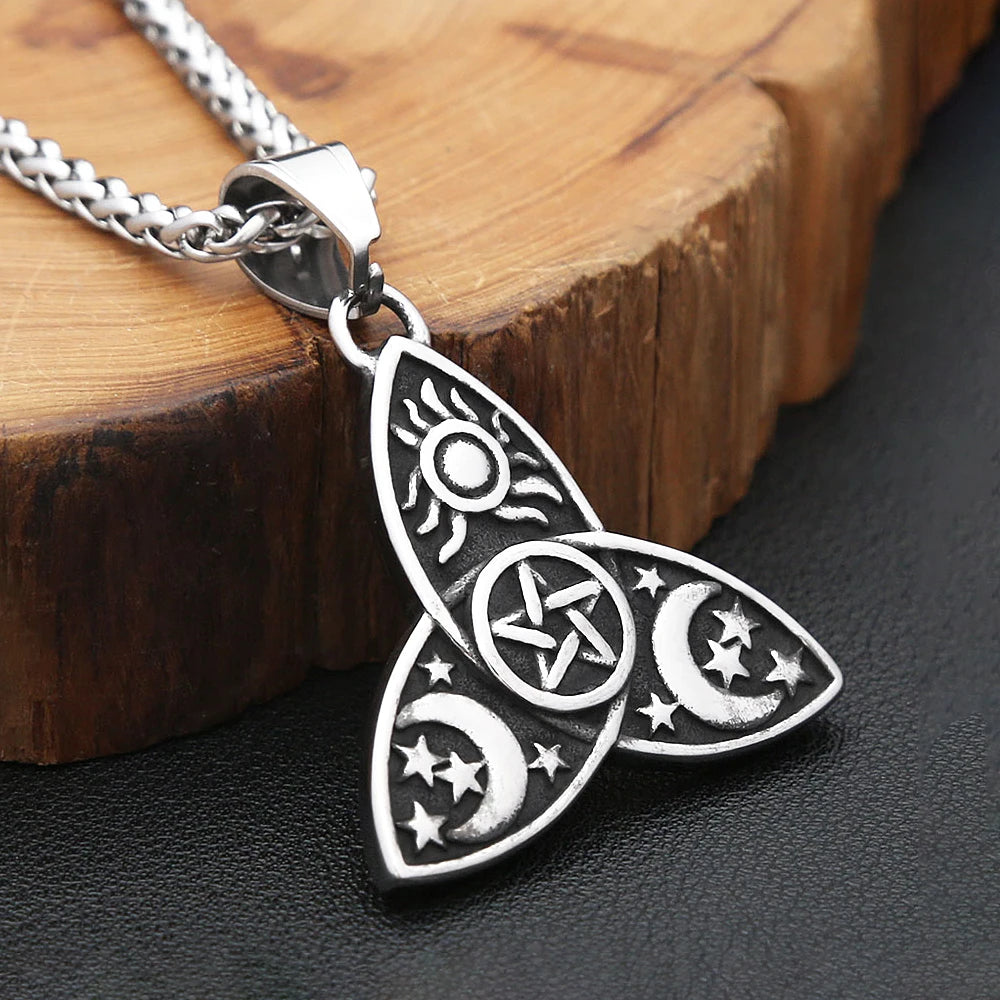 Vintage Vikings Stainless Steel Sun And Moon Celtic Knot Pendant Necklaces Fashion Nordic Witchcraft Witch Knot Necklace Jewelry