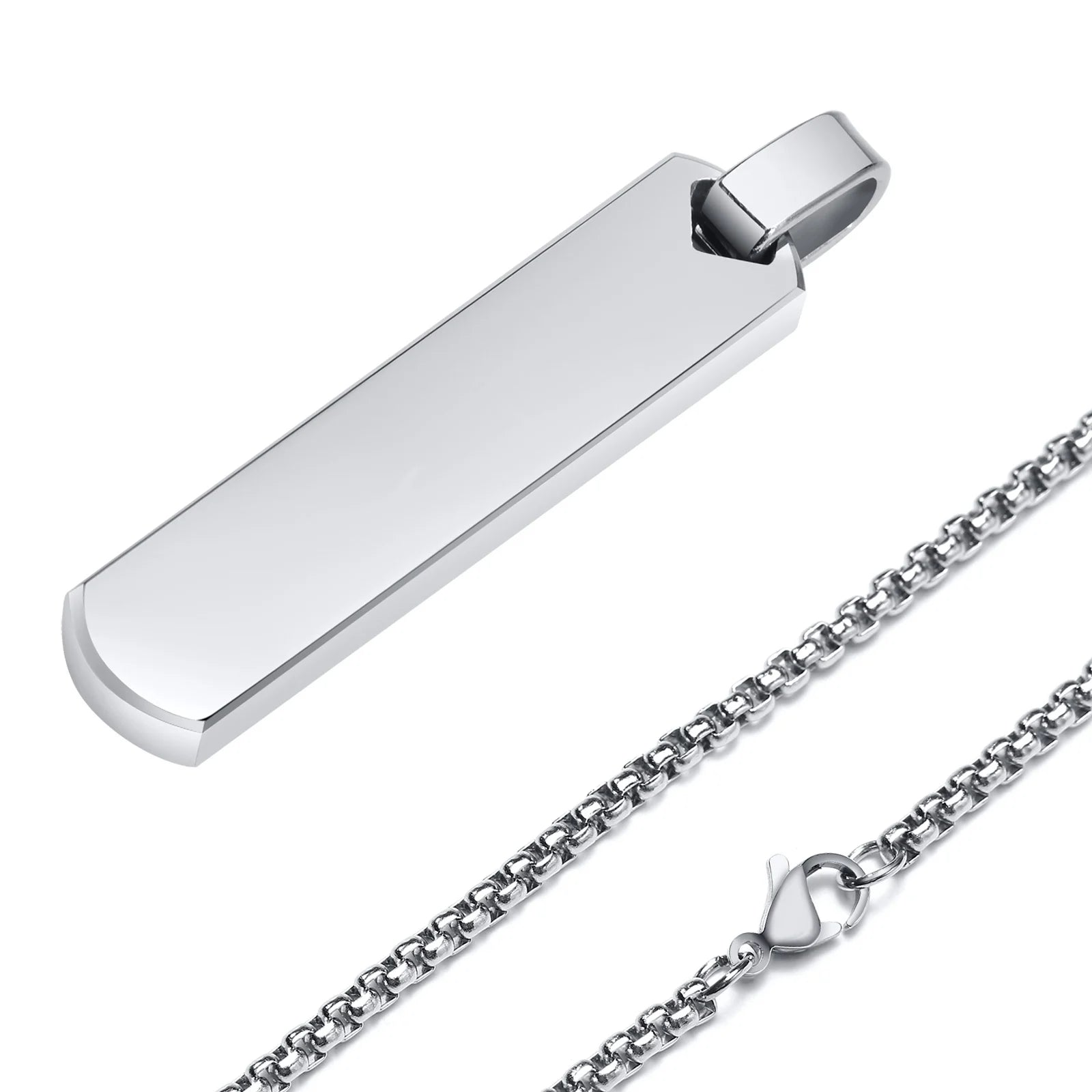 Vnox Initial Bar Necklace for Men, Thick Geometric Vertical Bar Pendant with A-Z Letters, Casual Simple Collar, Gift for Him