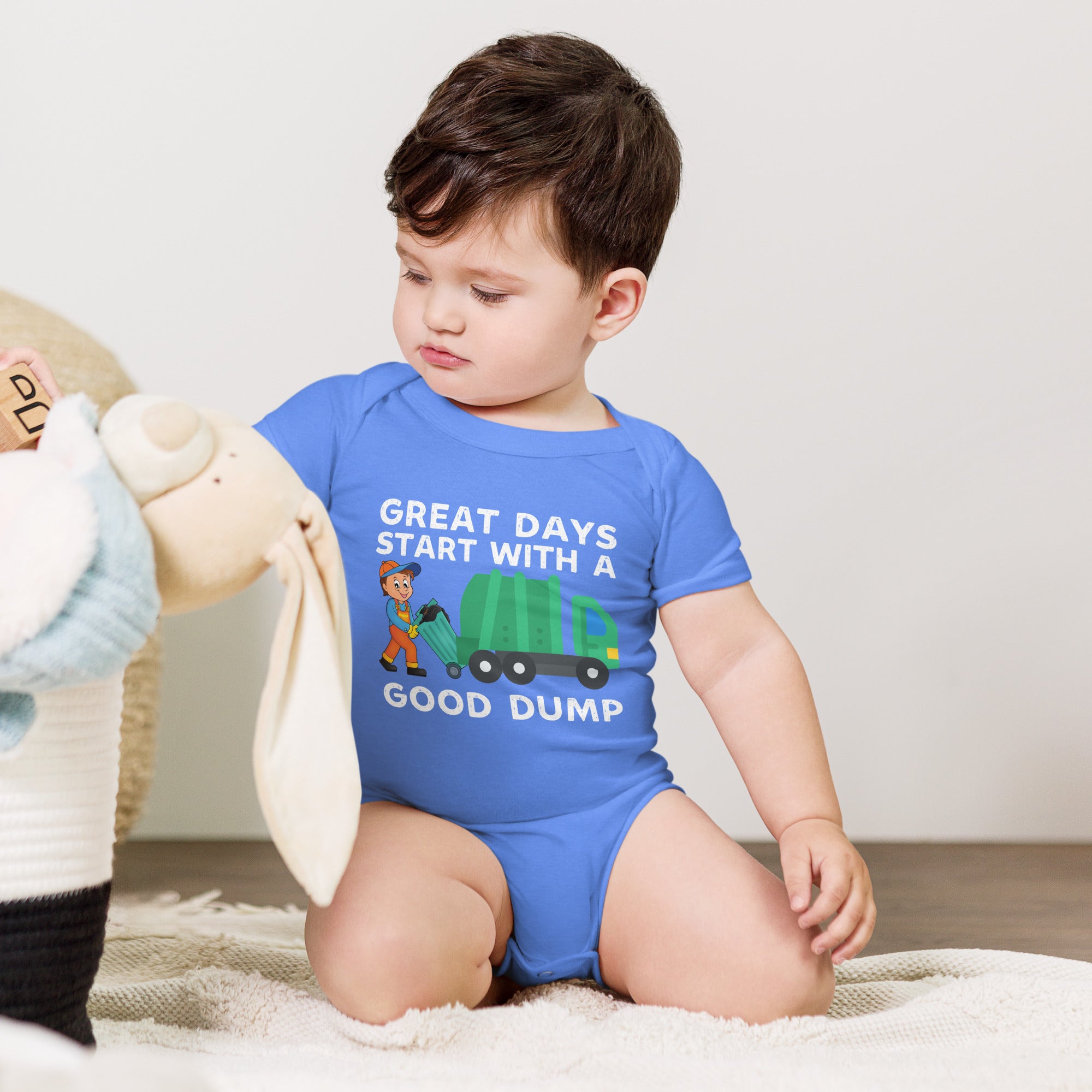 Lustiges Müllwagen-Shirt, Tolle Tage beginnen mit einer guten Müllkippe, Müllwagen Baby Kurzärmeliges Einteiler, Mülltag, Mülltrucker Geschenke