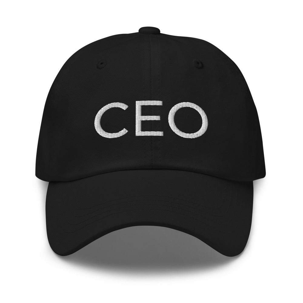 CEO Hat, embroidered baseball cap, black, simple, clean, minimal, streetwear, power, hardwork, fun, boss, winner, passion, Dad hat