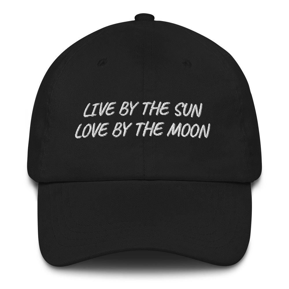 Live by the Sun, Love by the Moon Hat, Astrology Hat, Inspirational Hats, Boho Hat, Sun and Moon Cap, Nature Lover Girl, Quotes on Hats - Madeinsea©