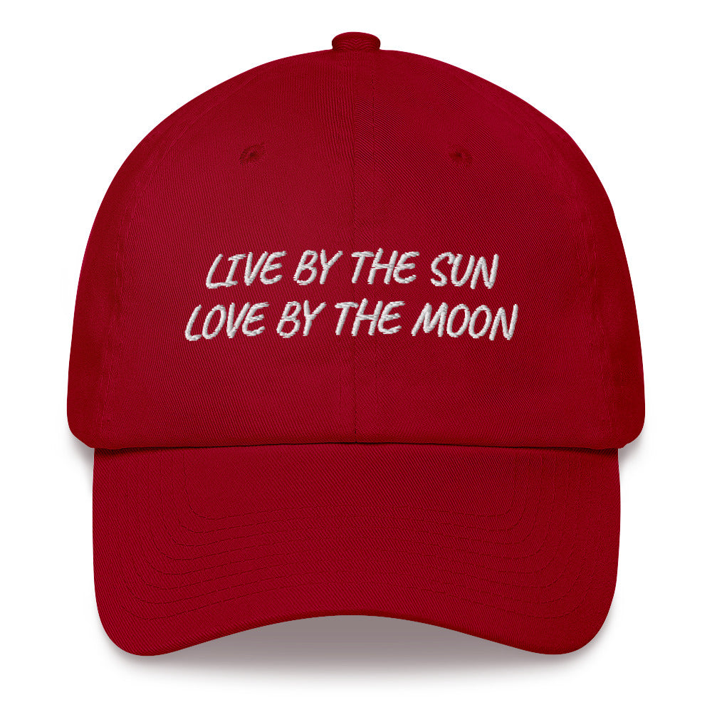 Live by the Sun, Love by the Moon Hat, Astrology Hat, Inspirational Hats, Boho Hat, Sun and Moon Cap, Nature Lover Girl, Quotes on Hats - Madeinsea©