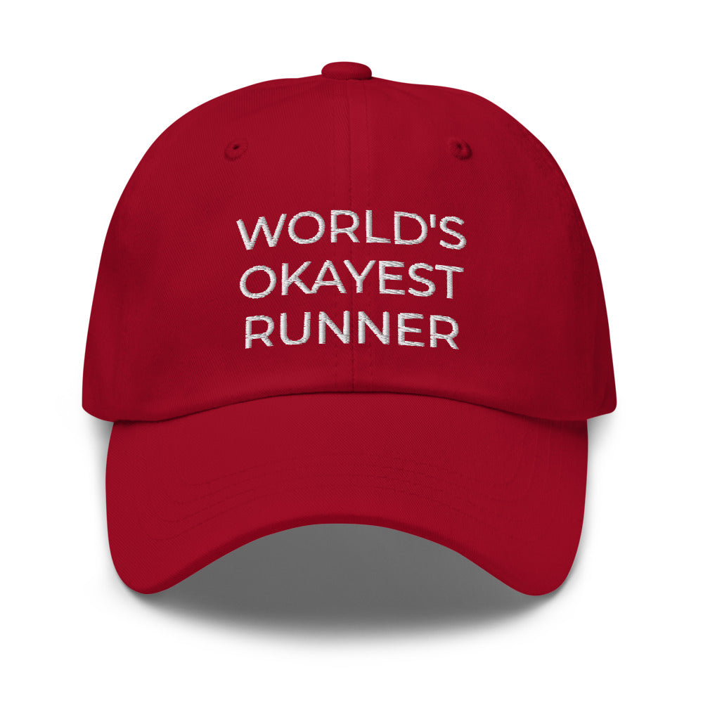 Worlds Okayest Runner, Funny Runner Dad hat, Runner embroidered cap, Funny runner gift, Workout hat, Jogging hat, Running hat, Trotting hat