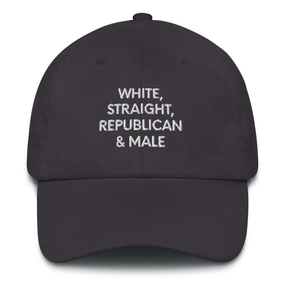 White, Straight, Republican & Male Men Hat, Patriotic Cap for Men, Funny Patriotic Hat, Sarcastic Patriotic Hat, Funny Dad hat