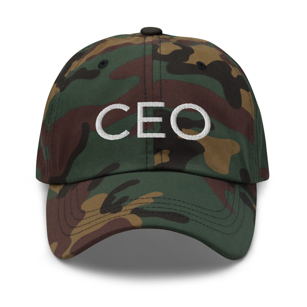 CEO Hat, embroidered baseball cap, black, simple, clean, minimal, streetwear, power, hardwork, fun, boss, winner, passion, Dad hat