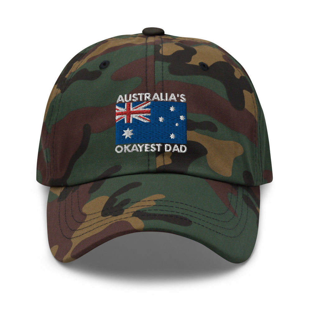 Aussie Dad hat, Australias okayest dad, Australian Fathers day hat, Australian Fathers day, Aussie dad cap, Australia flag dad hat - Madeinsea©