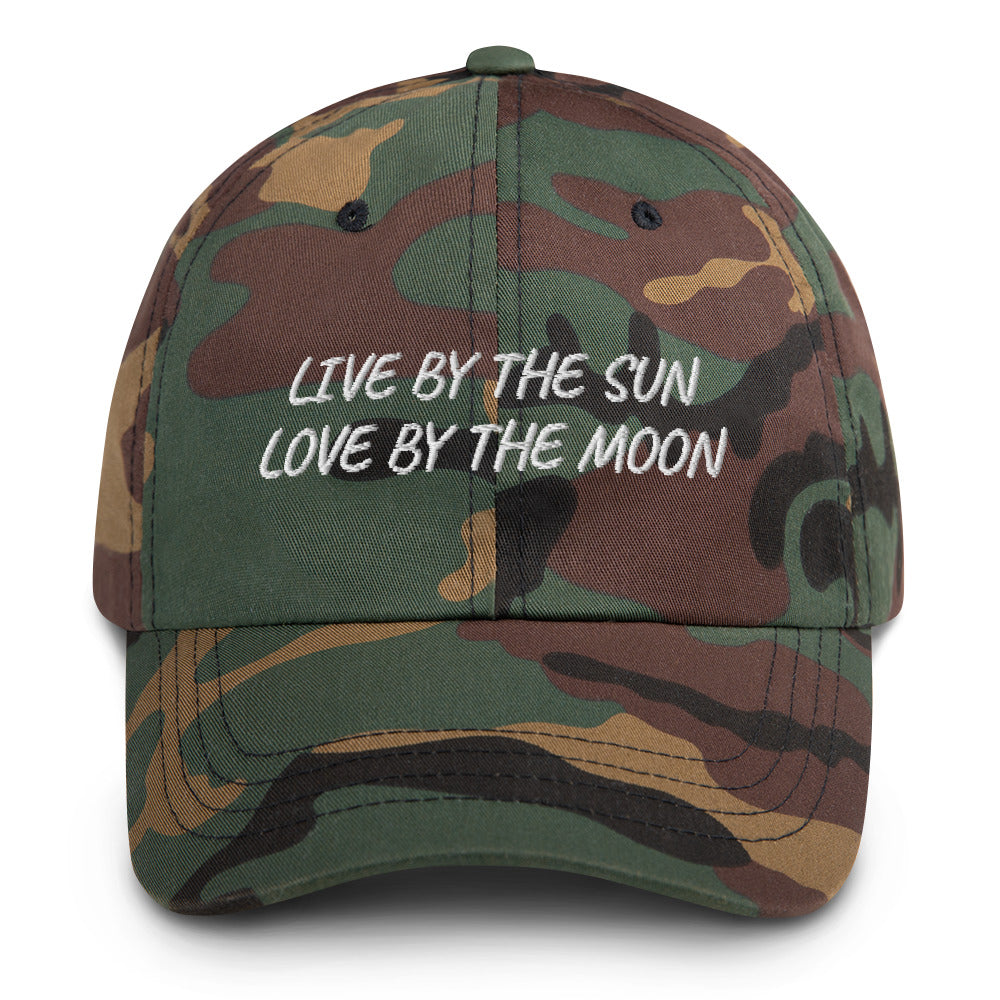 Live by the Sun, Love by the Moon Hat, Astrology Hat, Inspirational Hats, Boho Hat, Sun and Moon Cap, Nature Lover Girl, Quotes on Hats - Madeinsea©