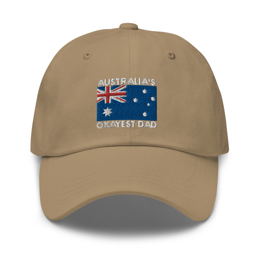 Aussie Dad hat, Australias okayest dad, Australian Fathers day hat, Australian Fathers day, Aussie dad cap, Australia flag dad hat - Madeinsea©