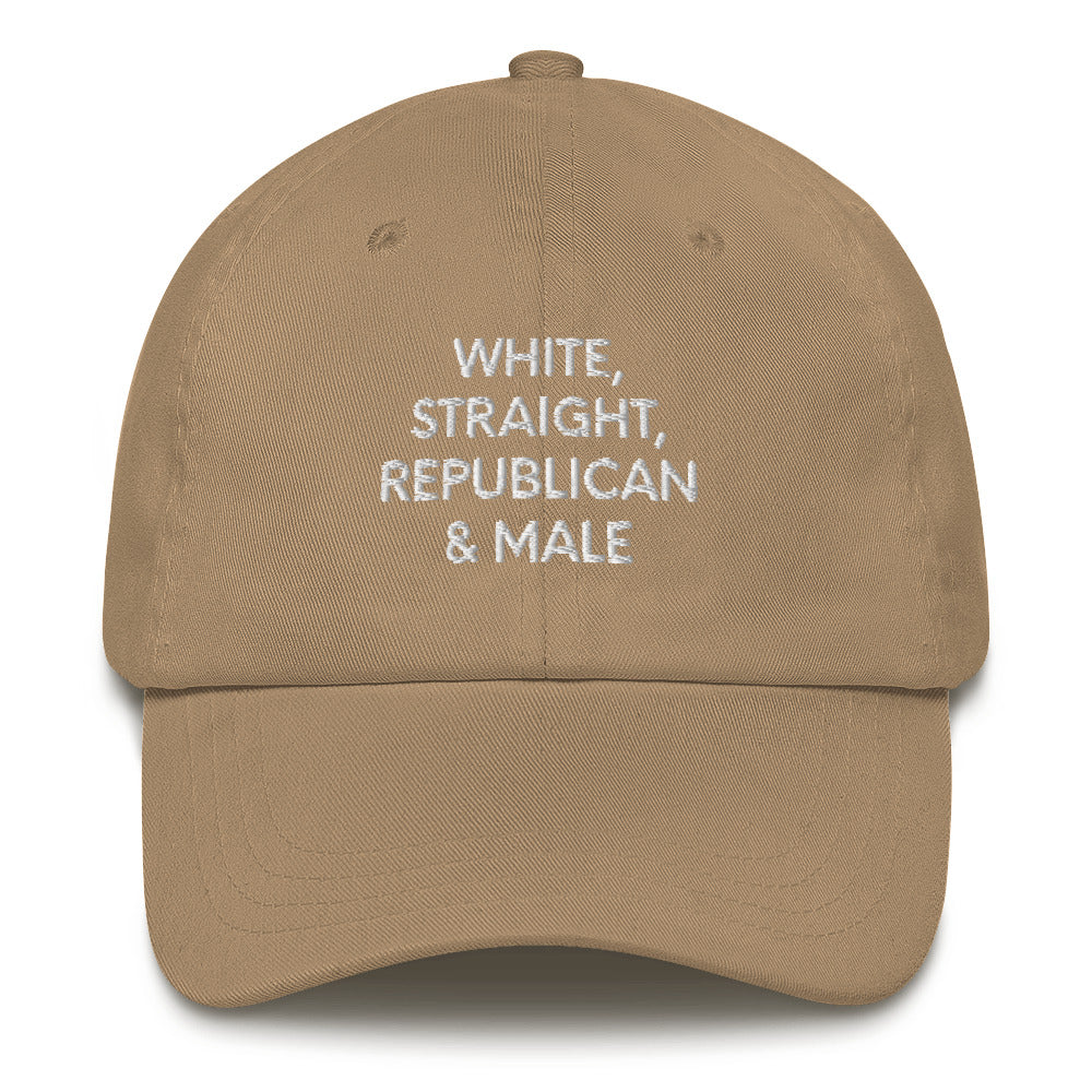 White, Straight, Republican & Male Men Hat, Patriotic Cap for Men, Funny Patriotic Hat, Sarcastic Patriotic Hat, Funny Dad hat