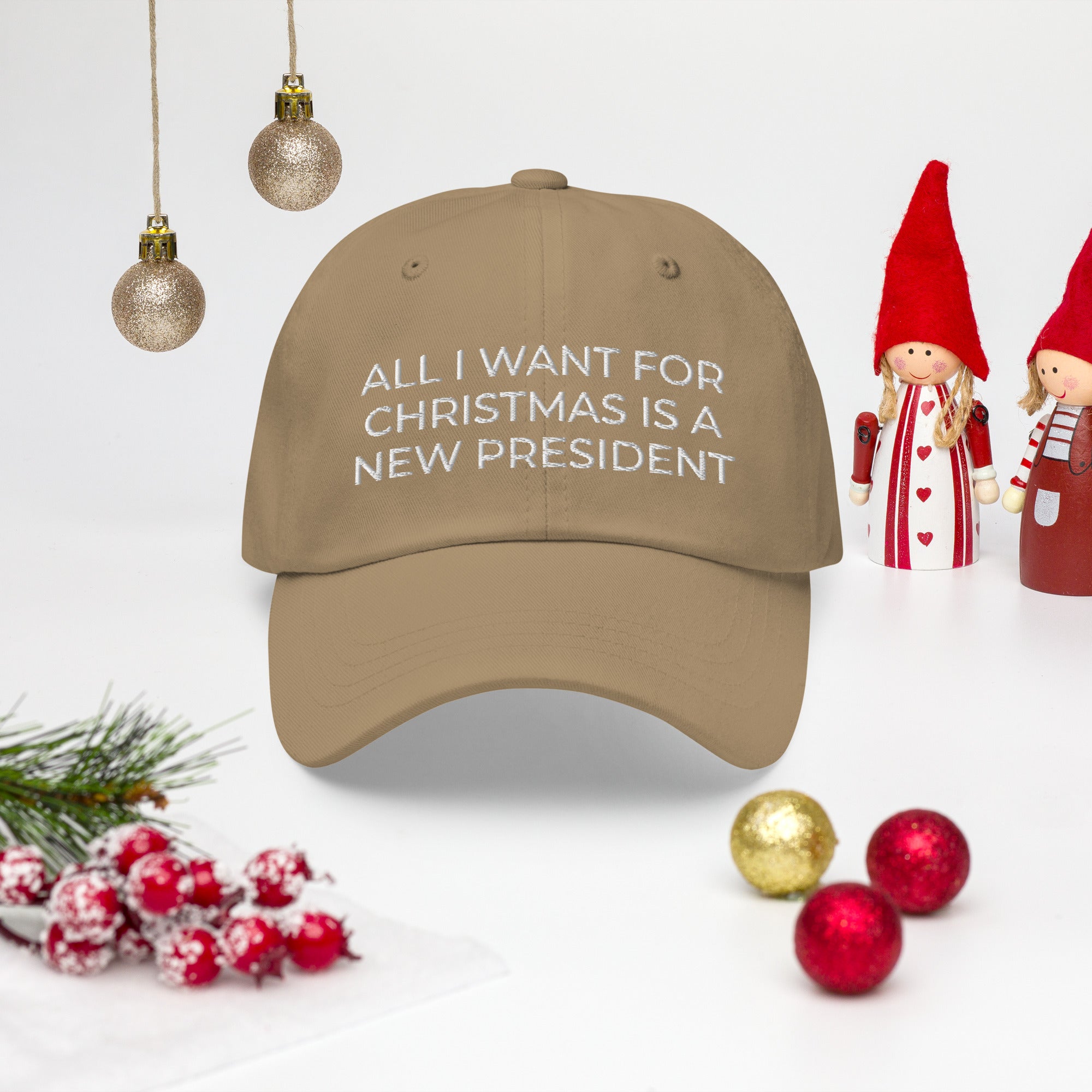 All I Want For Christmas Is A New President, FJB Christmas Hat, Anti Biden Christmas Cap, Conservative Hat, FJB Hat, Patriot Xmas Hat - Madeinsea©