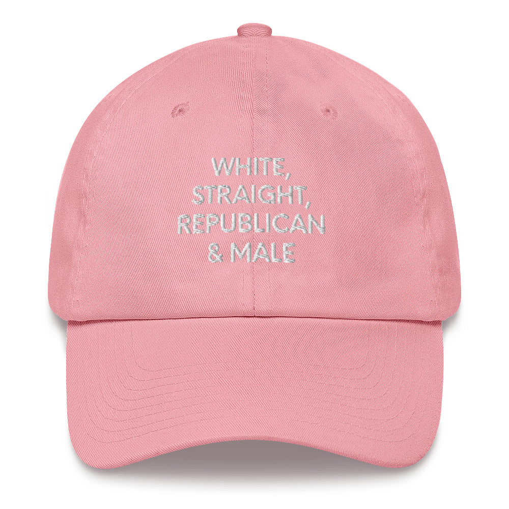 White, Straight, Republican & Male Men Hat, Patriotic Cap for Men, Funny Patriotic Hat, Sarcastic Patriotic Hat, Funny Dad hat - Madeinsea©