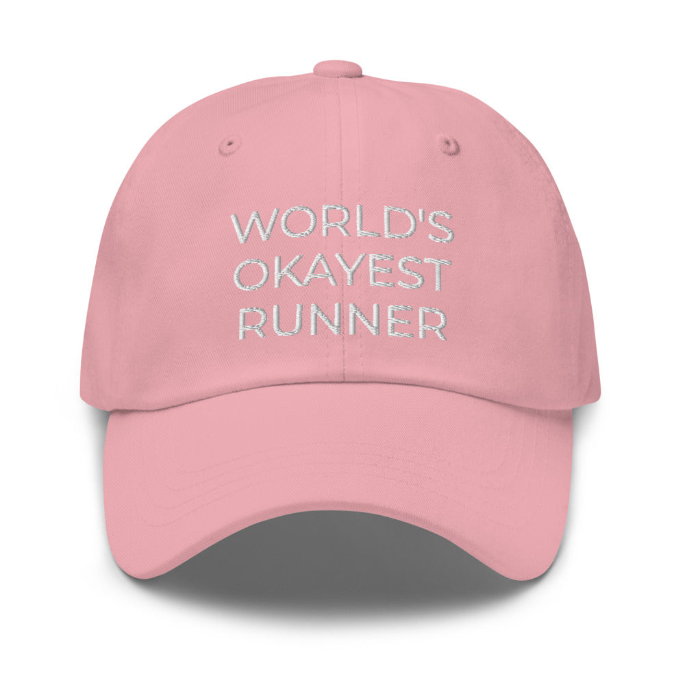 Worlds Okayest Runner, Funny Runner Dad hat, Runner embroidered cap, Funny runner gift, Workout hat, Jogging hat, Running hat, Trotting hat - Madeinsea©