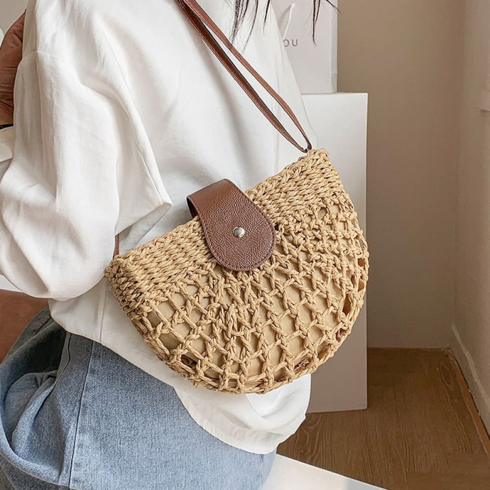 Crossbody Straw Beach Bag