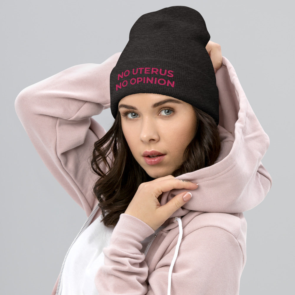 No uterus no opinion hat, Uterus hat, Women&#39;s Rights hat, Fundamental Rights cap, Pro Choice hat, Feminism hat, Human Rights Cuffed Beanie - Madeinsea©