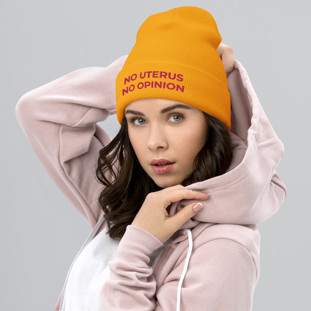 No uterus no opinion hat, Uterus hat, Women&#39;s Rights hat, Fundamental Rights cap, Pro Choice hat, Feminism hat, Human Rights Cuffed Beanie - Madeinsea©