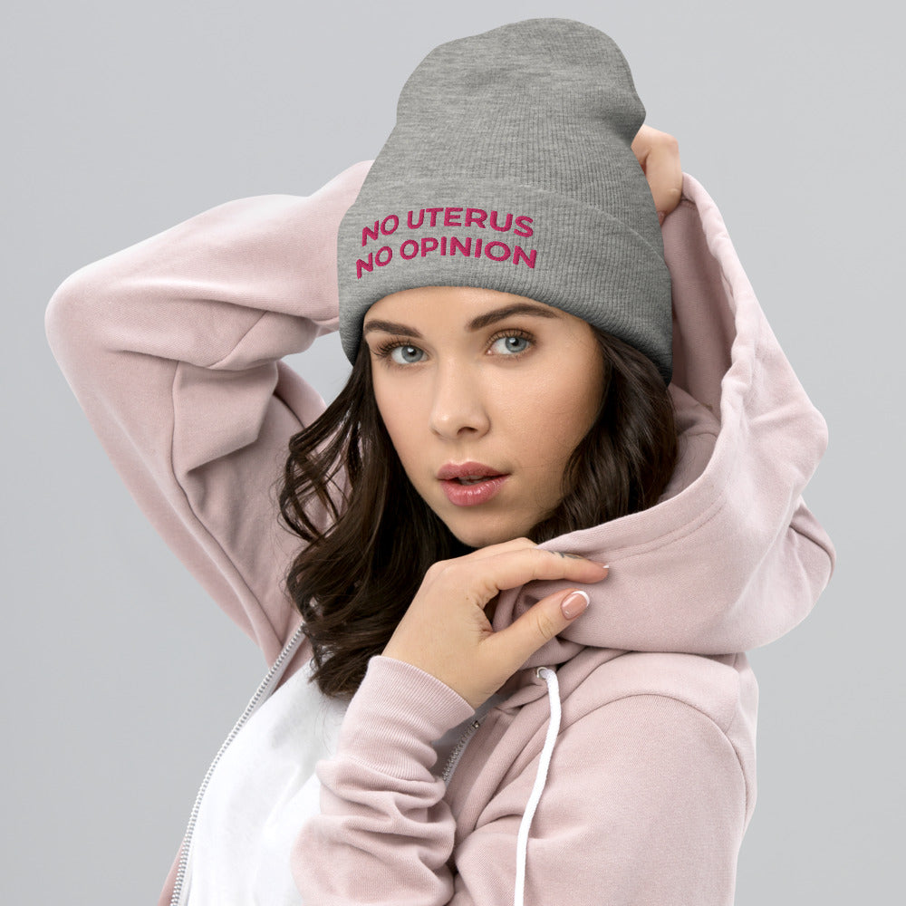 No uterus no opinion hat, Uterus hat, Women&#39;s Rights hat, Fundamental Rights cap, Pro Choice hat, Feminism hat, Human Rights Cuffed Beanie - Madeinsea©