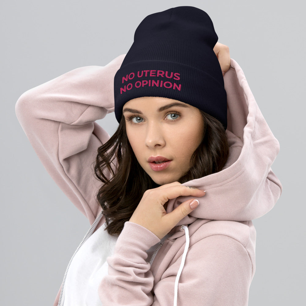 No uterus no opinion hat, Uterus hat, Women&#39;s Rights hat, Fundamental Rights cap, Pro Choice hat, Feminism hat, Human Rights Cuffed Beanie