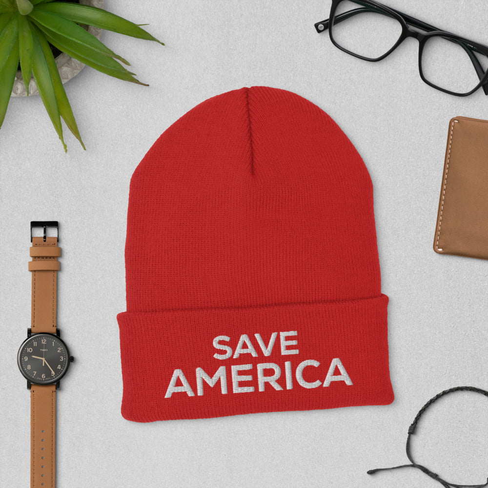 Save America Hat, Save America Trump Hat, Save America Donald Trump for President Hat, Trump 2024 Hat, Save America Cuffed Beanie - Madeinsea©