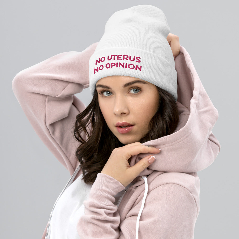 No uterus no opinion hat, Uterus hat, Women&#39;s Rights hat, Fundamental Rights cap, Pro Choice hat, Feminism hat, Human Rights Cuffed Beanie