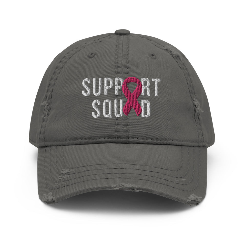 Breast Cancer Warrior Support Squad Breast Cancer Awareness Distressed Dad Hat